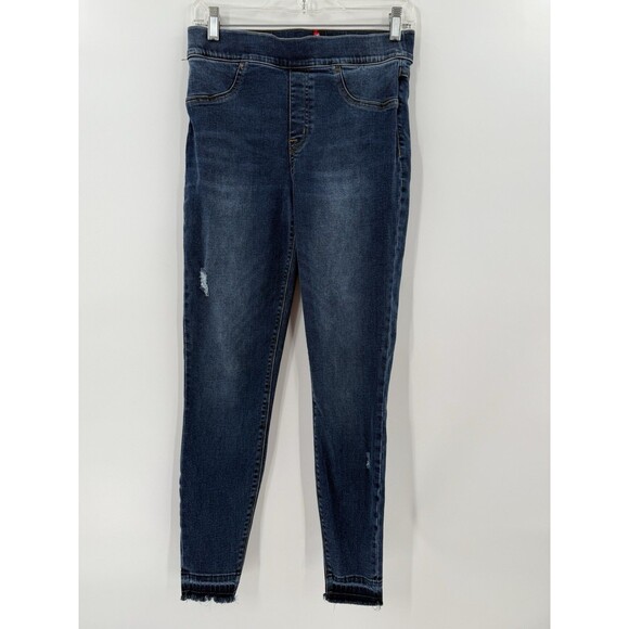 SPANX ANKLE SKINNY  Shade Blue Pull-On Jeans-MEDIUM - Easy Wear Some Distressing - Picture 1 of 13